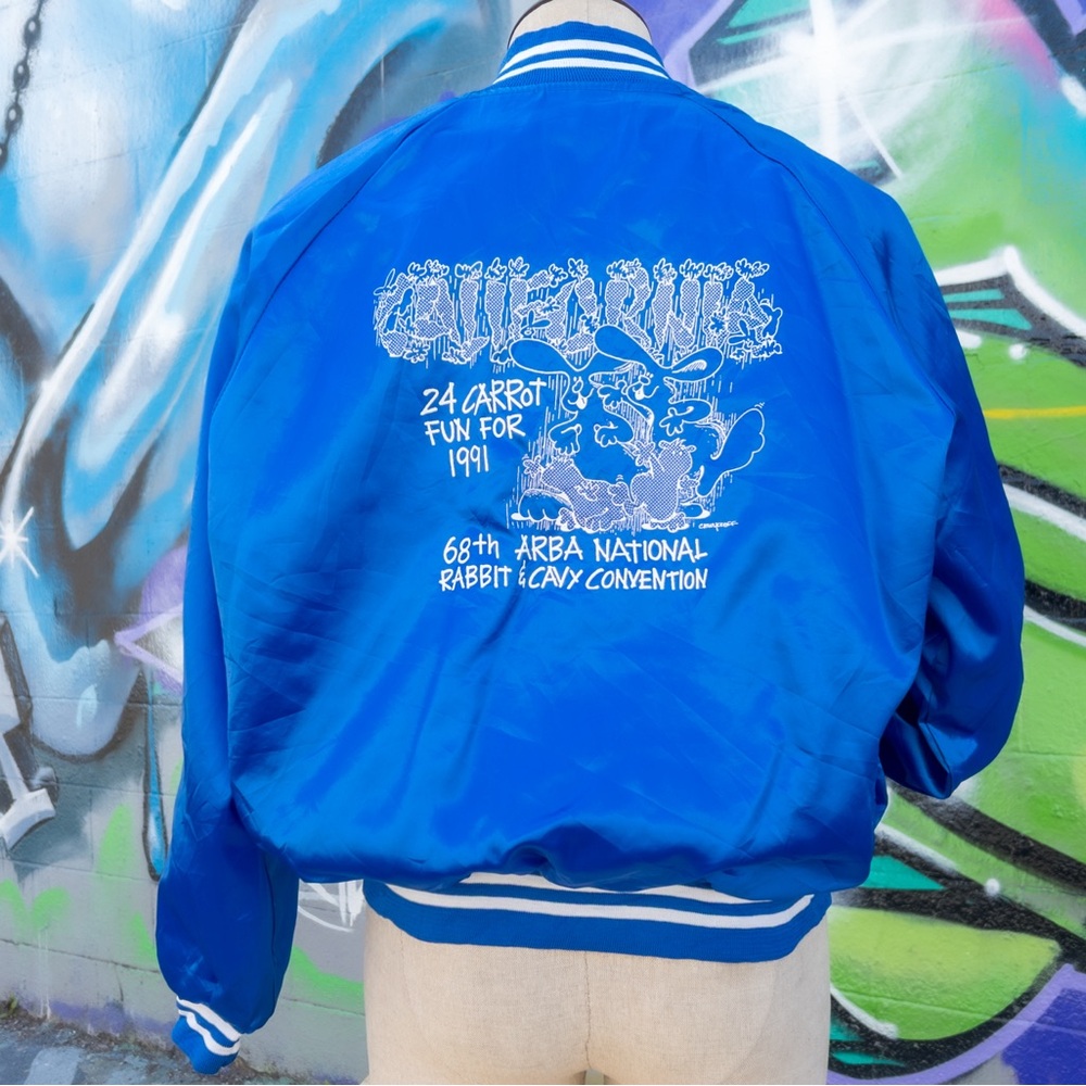 24 CARROT FUN 1991 Vintage Bomber Jacket size Xl | Blue and White